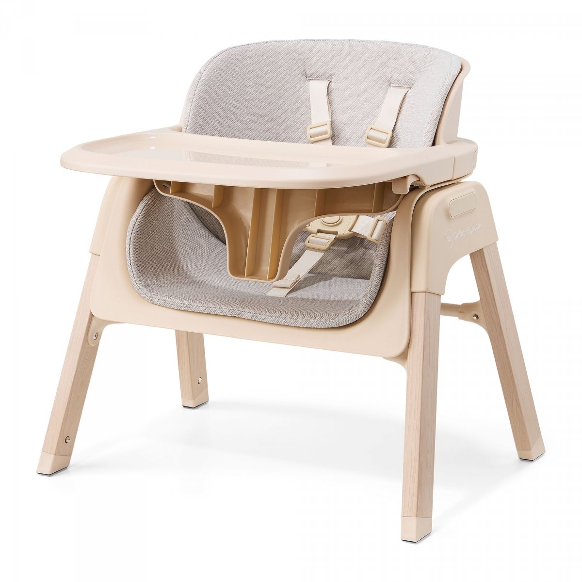 Składane krzesełko do karmienia Lumo 3w1, dwupoziomowe dla dziecka - Moby-System beżowe