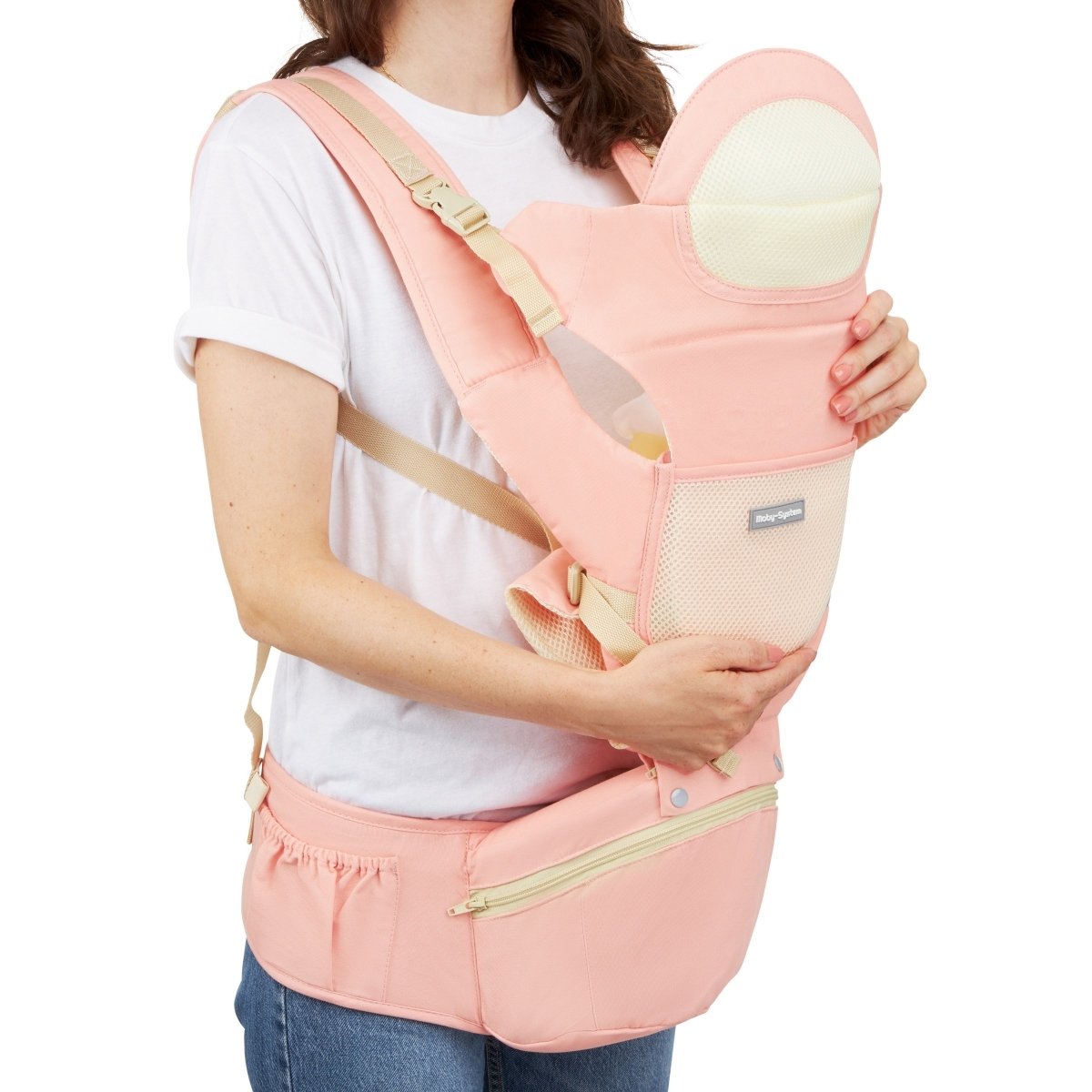 Ergonomiczne nosidełko dla niemowlaka - AMY 10w1 - 0-36 miesięcy, różowe