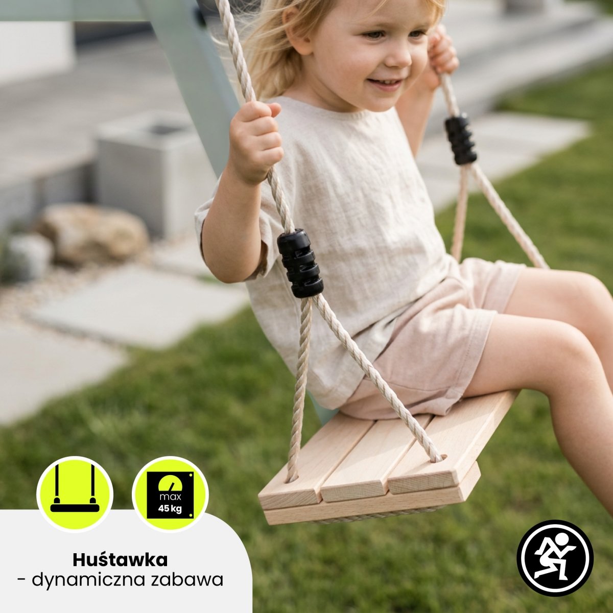 Huśtawka ogrodowa 4w1 HyperMotion – stelaż, hamak, huśtawka i bocianie gniazdo