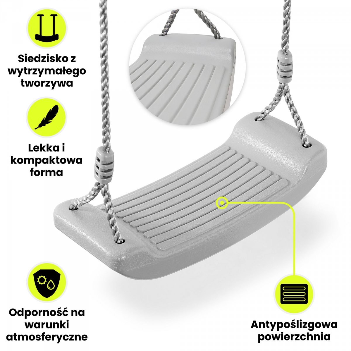 Huśtawka ogrodowa dla dzieci z regulacją lin