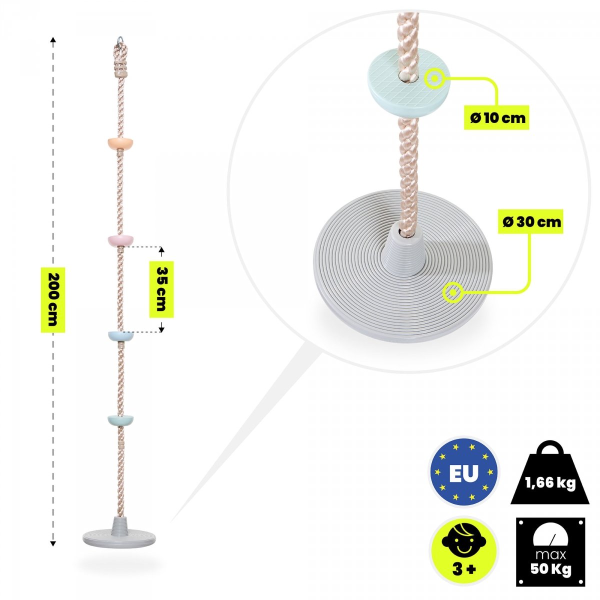 Lina wspinaczkowa huśtawka ogrodowa HyperMotion 2m 5 stopni
