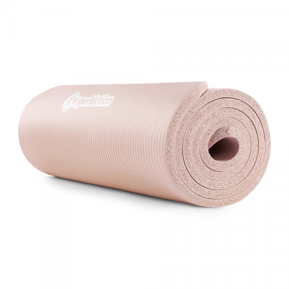 Mata do ćwiczeń fitness i jogi NBR z wielofunkcyjnym paskiem do ćwiczeń i przenoszenia - 183 x 61 x 1,5 cm HyperMotion - kolor brudny róż
