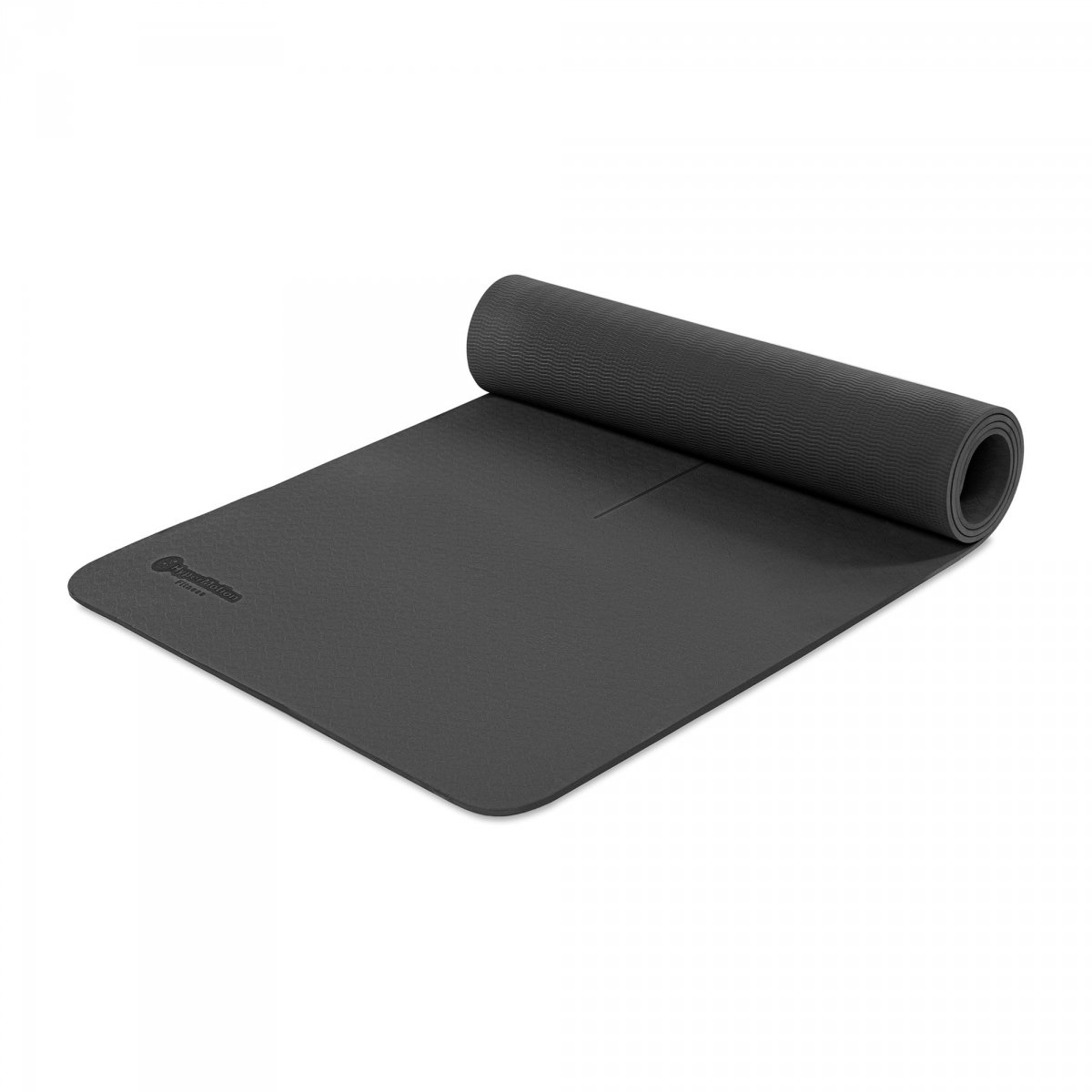Mata do jogi i ćwiczeń HyperMotion Lotos TPE 6 mm z paskiem – 183 × 61 cm – czarna