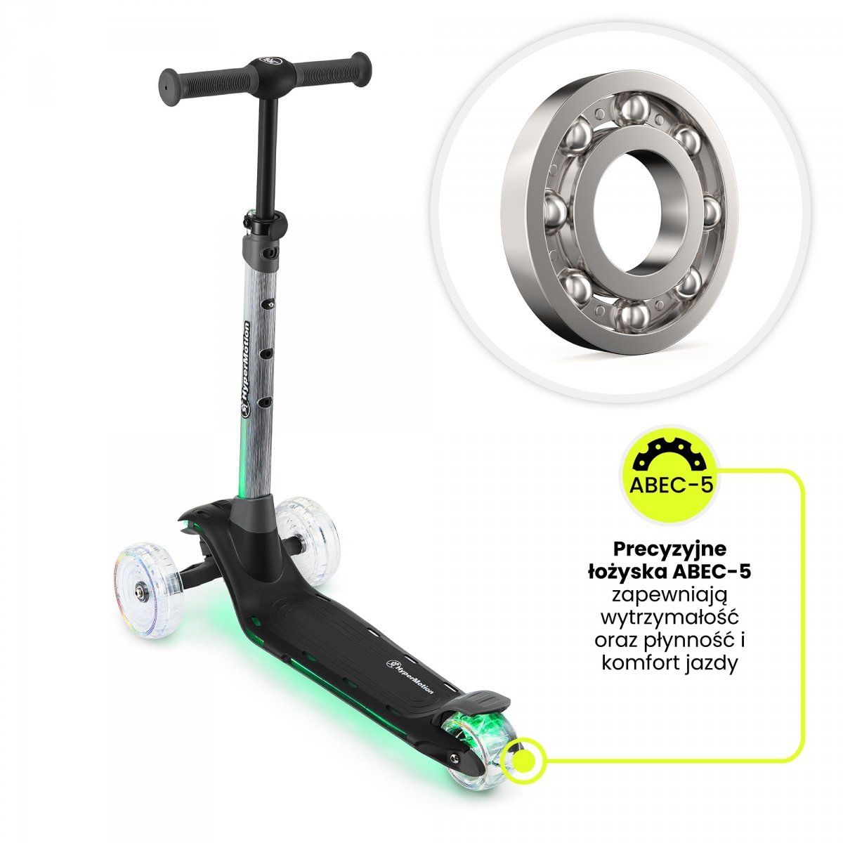 Hulajnoga balansowa HyperMotion BECKY - oświetlenie RGB LED, kolor czarny