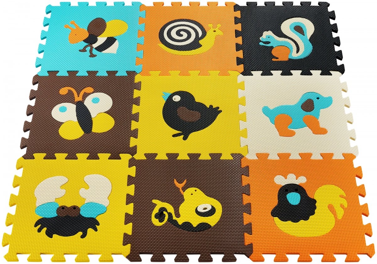 Mata edukacyjna piankowe puzzle 90 x 90 x 1cm - pianka EVA - wzór: zwierzątka