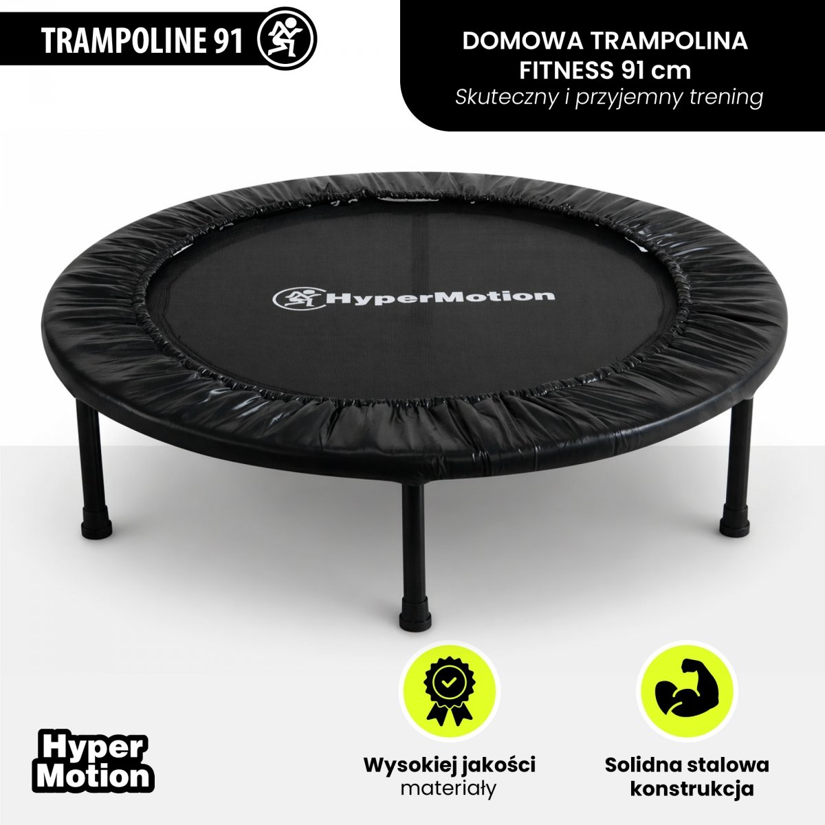Domowa trampolina fitness 91 cm - czarna