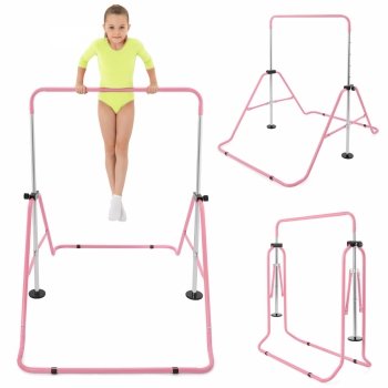 Regulowany drążek gimnastyczny dla dzieci - składany HyperMotion różowy