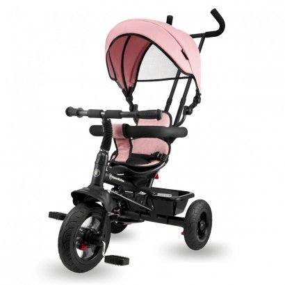 Rowerek trójkołowy dla dzieci 1-4 lata - TOBI FREY - kolor różowy - obracany - wiecznie pompowane koła + pchacz 