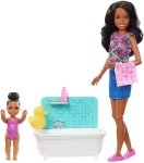 Lalka BARBIE Opiekunka z dzieckiem kąpiel w wodzie SKIPPER Mattel FXH06 FHY97