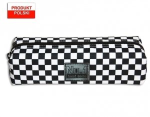 Piórnik szkolny Szachownica Etui Tuba czarno-biały 21cm