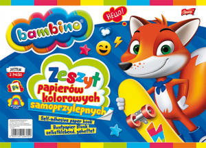 Papier kolorowy Zeszyt Papierów Samoprzylepny 8 kol Bambino