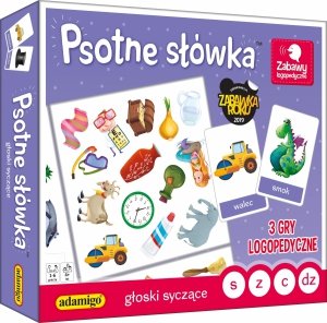 Psotne słówka Głoski syczące S Z C Dz 3 Gry logopedyczne Gra Adamigo