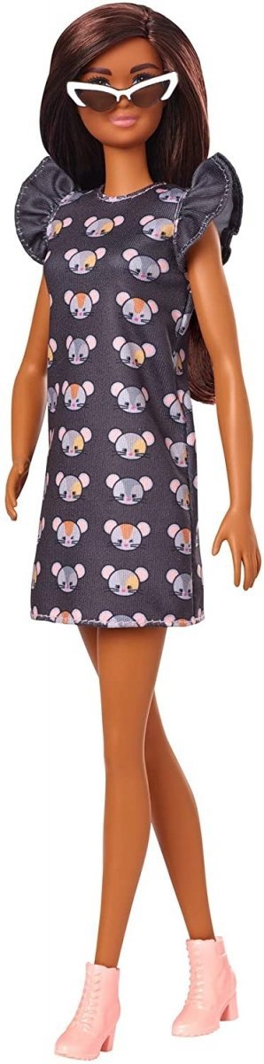 Lalka Barbie Brunetka w sukience Fashionistas Mattel GYB01