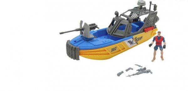 Łódź patrolowa Ocean Rescue Boat Motorówka + Figurka Broń