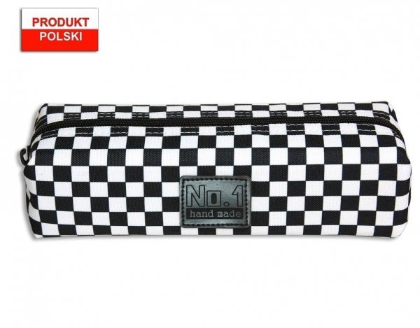 Piórnik szkolny Szachownica Etui Tuba czarno-biały 21cm