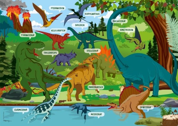 Podkładka na biurko Dwustronna Suchościeralna  Dinozaury 