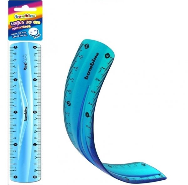 Linijka szkolna Flexi  20cm Niełamliwa Bambino Niebieska