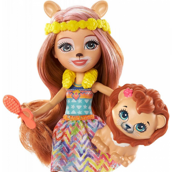 ENCHANTIMALS Zestaw Salon Fryzur Lalka Lew Lacey