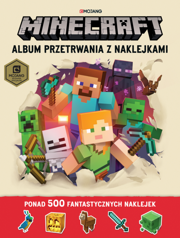 Minecraft Album Przetrwania z Naklejkami 500 Naklejek