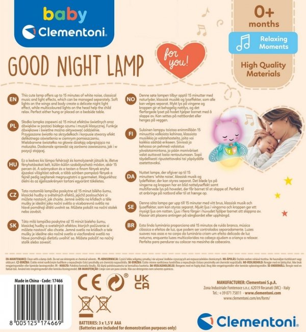 Lampka nocna Biały szum Muzyka klasyczna Clementoni Baby 0+