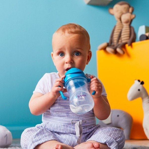 B.BOX Nowy innowacyjny Bidon ze słomką 240ml Malinowy BB00502