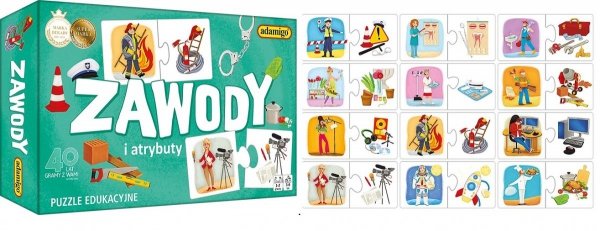 Zawody i Atrybuty Puzzle Edukacyjne Gra Układanki Adamigo 3+