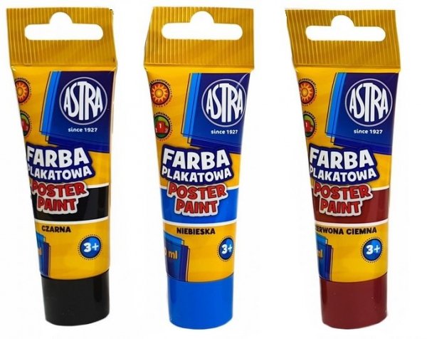 Farby plakatowe w tubach ASTRA 6 kolorów 30 ml. 83119900