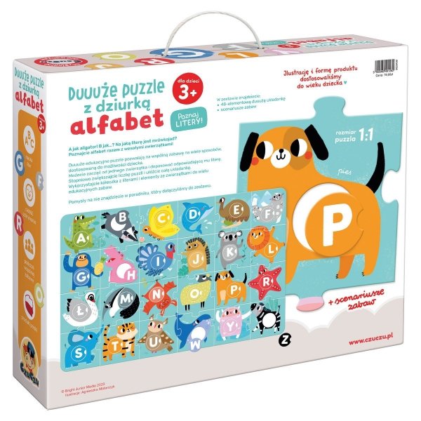 Alfabet CzuCzu Duże Puzzle z dziurką Litery 48 el. 3+