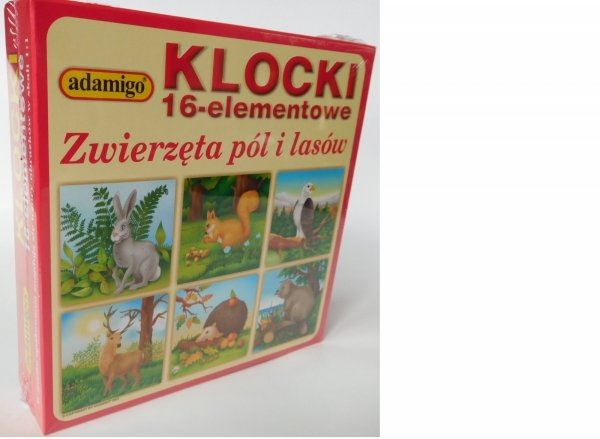 Klocki 16 elementowe Zwierzęta pól i lasów Adamigo