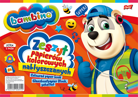 Papier kolorowy Zeszyt Papierów Nabłyszczanych 10 kol A4 Bambino 