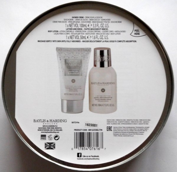 Baylis Harding Jojoba Silk almond Puszka srebrna zestaw
