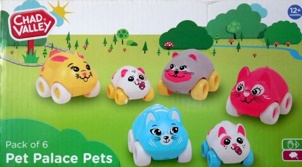 Zestaw 6 Kolorowych Autek Zwierzątka Auta Pets 12m+