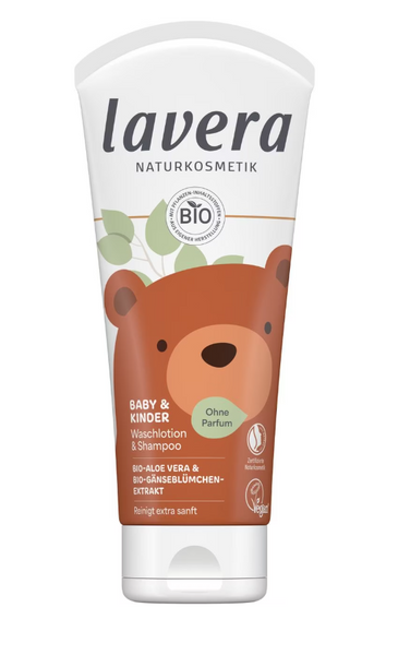 Lavera BABY &amp; KINDER Szampon do włosów i ciała z bio-aloesem i bio-stokrotką
