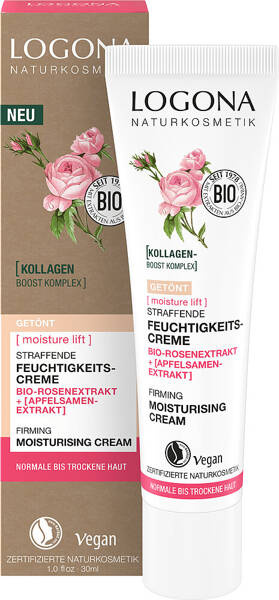 Logona [moisture lift] Ujędrniająco-nawilżający krem tonujący z bio-różą i bio-jabłkiem
