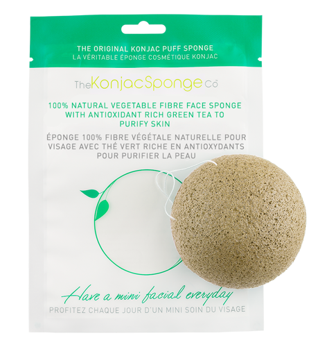 Gąbka Konjac do mycia twarzy z zieloną herbatą o działaniu wzmacniającym i antyoksydacyjnym