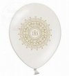 Balony 14 cali metalik białe z nadrukiem IHS -1szt