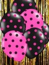Balony 14cali pastel Różowe w czarne kropki - 1szt