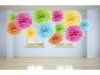 Pompon bibułowy różowy 35cm 1szt