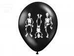 Balony 14 cali czarne z nadrukiem Kościotrupy