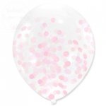 Balon przezroczyste z różowym  konfetti 30cm 1szt