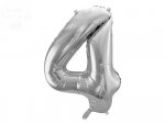 Balon foliowy  86 cm srebrny cyfra 4