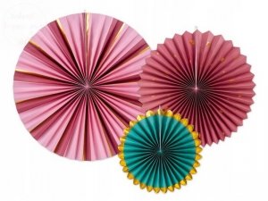 Rozety dekoracyjne burgund 26 - 43cm 3 szt