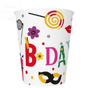 Kubeczki papierowe HAPPY B`DAY 250ml - 8szt