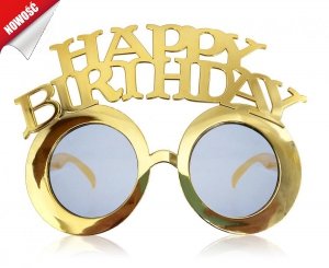 Okulary Happy Birthday, złote
