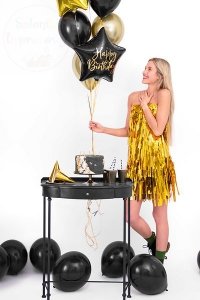 Balon gwiazdka czarna Happy Birthday 40cm