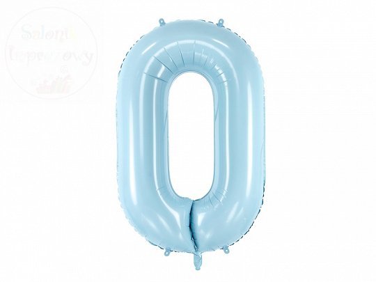 Balon foliowy cyfra 0 błękitna - 86 cm