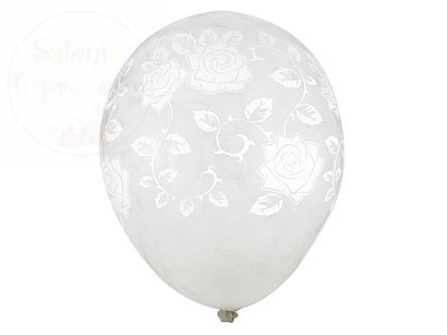 Balony 12 cali bezbarwne w białe róże