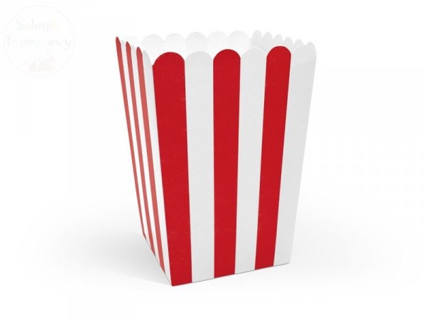 Pudełka na popcorn Czerwone Paseczki 60szt