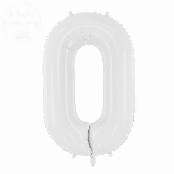 Balon foliowy cyfra 0 biała 86 cm