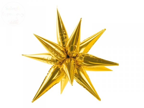 Balon foliowy złota gwiazda 3D - 95 cm